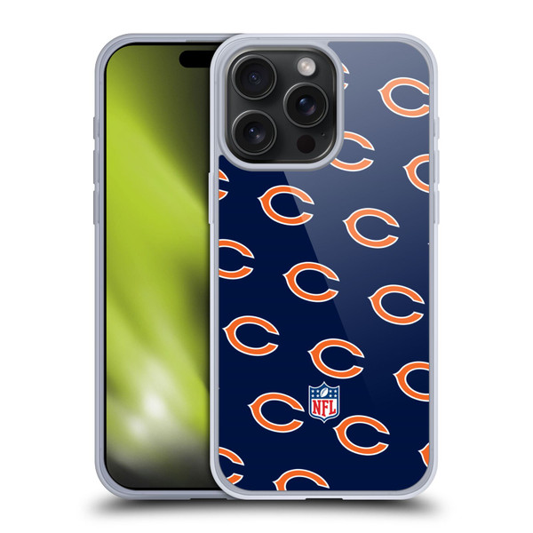 NFL Chicago Bears Artwork Patterns Soft Gel Case for Apple iPhone 15 Pro Max