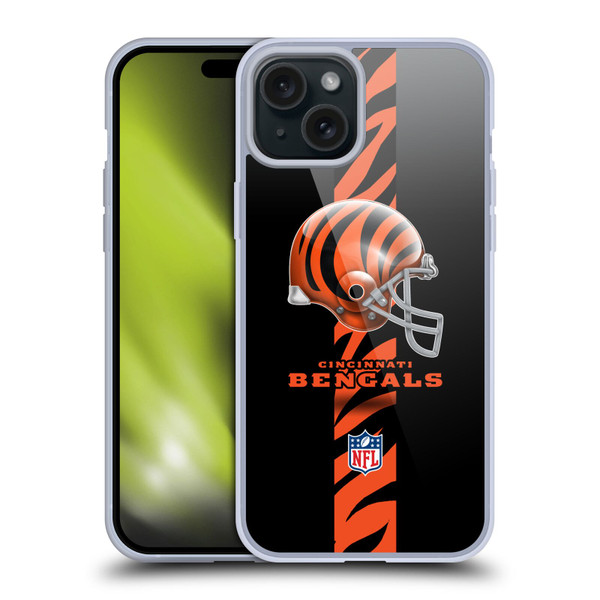 NFL Cincinnati Bengals Logo Helmet Soft Gel Case for Apple iPhone 15 Plus