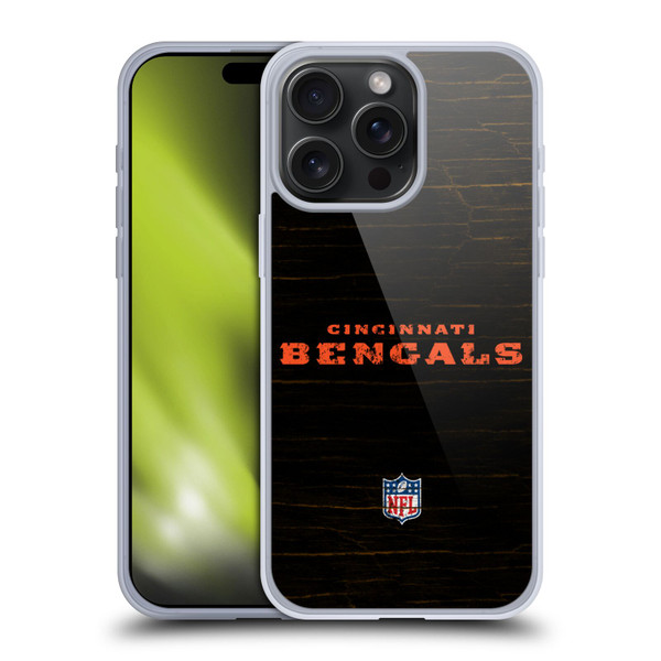 NFL Cincinnati Bengals Logo Distressed Look Soft Gel Case for Apple iPhone 15 Pro Max