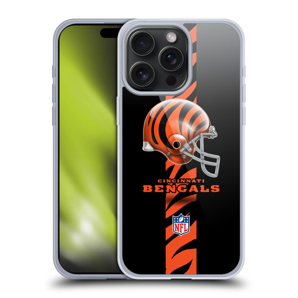 NFL Cincinnati Bengals Logo Helmet Soft Gel Case for Apple iPhone 15 Pro Max