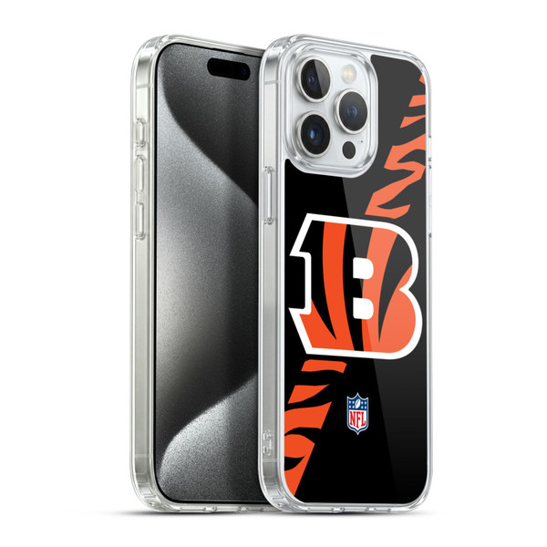 NFL Cincinnati Bengals Logo Stripes Soft Gel Case for Apple iPhone 15 Pro Max & MagSafe