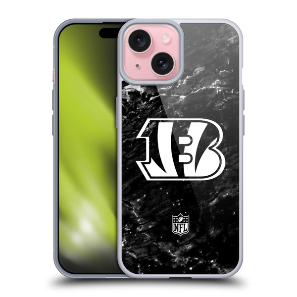 NFL Cincinnati Bengals Artwork Marble Soft Gel Case for Apple iPhone 15