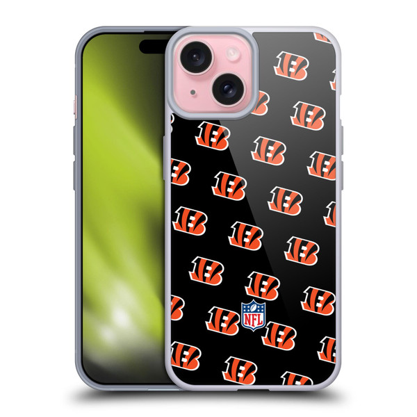 NFL Cincinnati Bengals Artwork Patterns Soft Gel Case for Apple iPhone 15