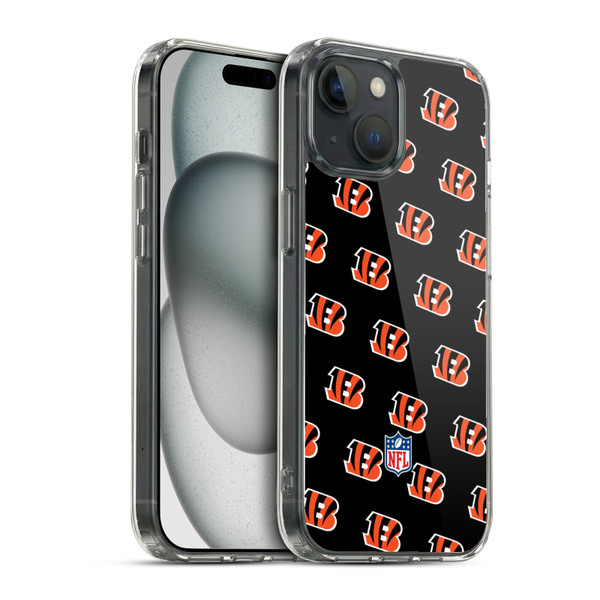 NFL Cincinnati Bengals Artwork Patterns Soft Gel Case for Apple iPhone 15 & MagSafe