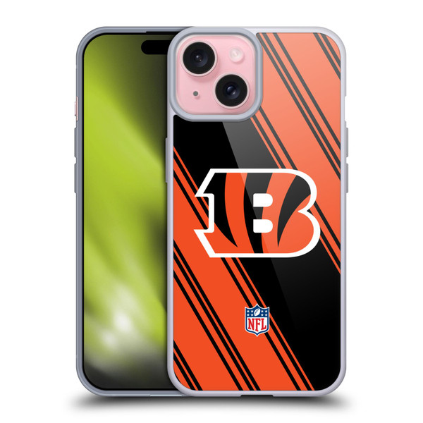 NFL Cincinnati Bengals Artwork Stripes Soft Gel Case for Apple iPhone 15
