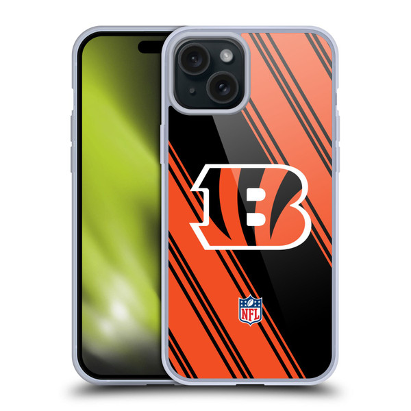 NFL Cincinnati Bengals Artwork Stripes Soft Gel Case for Apple iPhone 15 Plus