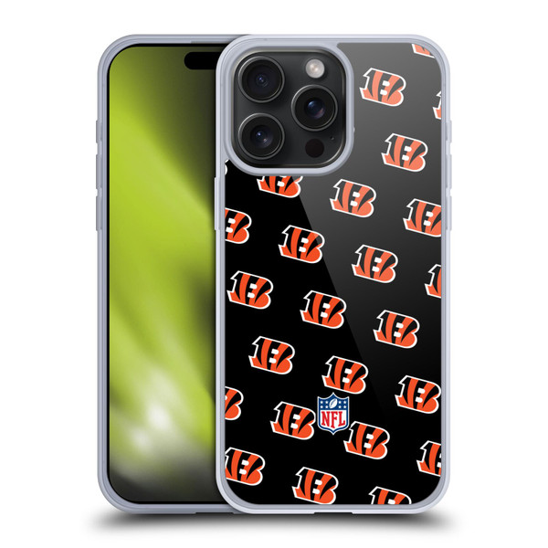 NFL Cincinnati Bengals Artwork Patterns Soft Gel Case for Apple iPhone 15 Pro Max