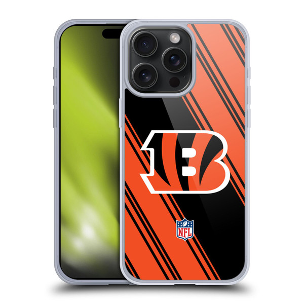 NFL Cincinnati Bengals Artwork Stripes Soft Gel Case for Apple iPhone 15 Pro Max