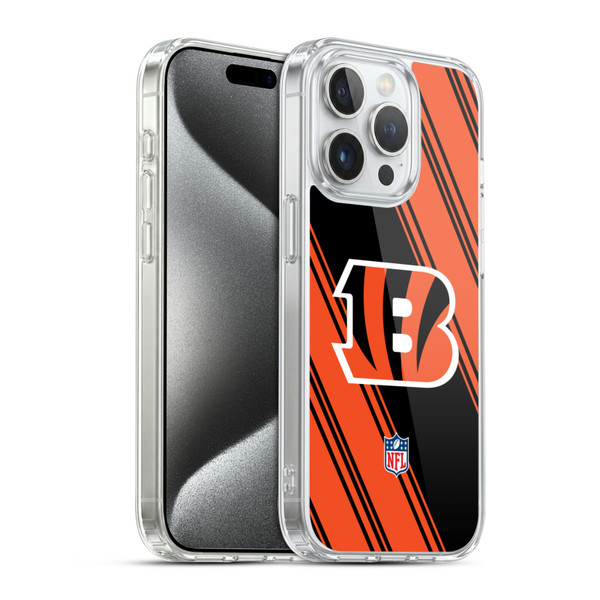 NFL Cincinnati Bengals Artwork Stripes Soft Gel Case for Apple iPhone 15 Pro & MagSafe