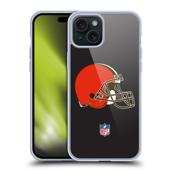 NFL Cleveland Browns Logo Plain Soft Gel Case for Apple iPhone 15 Plus