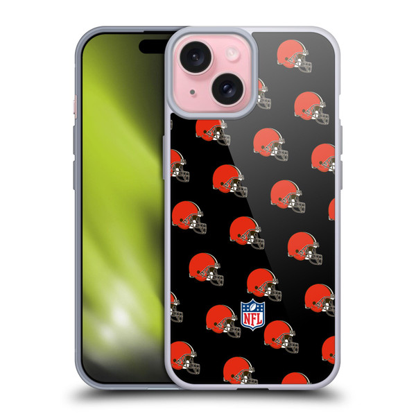 NFL Cleveland Browns Artwork Patterns Soft Gel Case for Apple iPhone 15