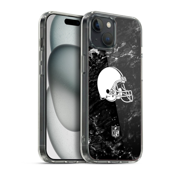 NFL Cleveland Browns Artwork Marble Soft Gel Case for Apple iPhone 15 Plus & MagSafe