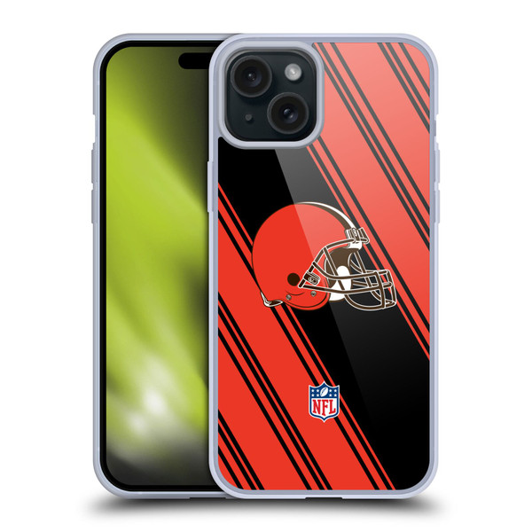 NFL Cleveland Browns Artwork Stripes Soft Gel Case for Apple iPhone 15 Plus