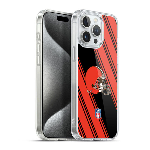 NFL Cleveland Browns Artwork Stripes Soft Gel Case for Apple iPhone 15 Pro Max & MagSafe