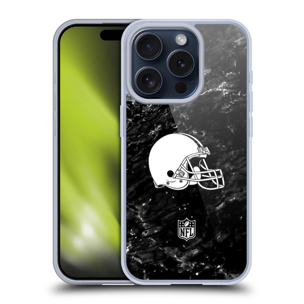 NFL Cleveland Browns Artwork Marble Soft Gel Case for Apple iPhone 15 Pro