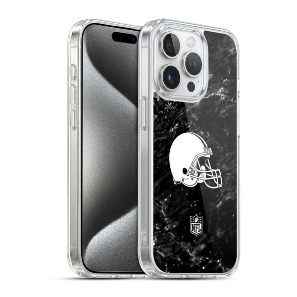 NFL Cleveland Browns Artwork Marble Soft Gel Case for Apple iPhone 15 Pro & MagSafe