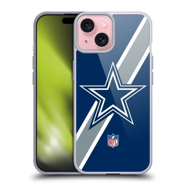 NFL Dallas Cowboys Logo Stripes Soft Gel Case for Apple iPhone 15