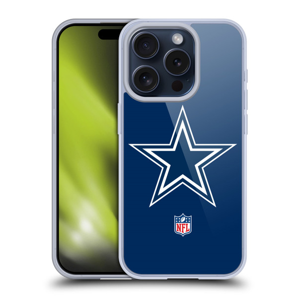 NFL Dallas Cowboys Logo Plain Soft Gel Case for Apple iPhone 15 Pro