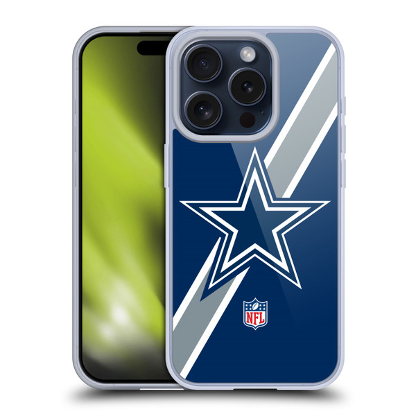 NFL Dallas Cowboys Logo Stripes Soft Gel Case for Apple iPhone 15 Pro