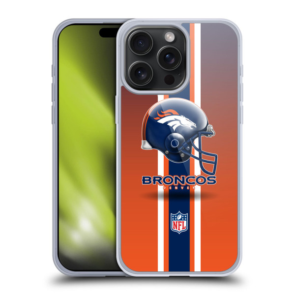 NFL Denver Broncos Logo Helmet Soft Gel Case for Apple iPhone 15 Pro Max