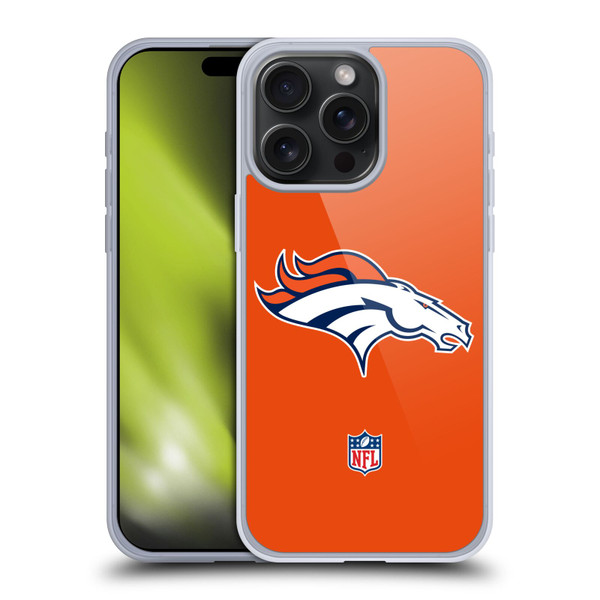 NFL Denver Broncos Logo Plain Soft Gel Case for Apple iPhone 15 Pro Max