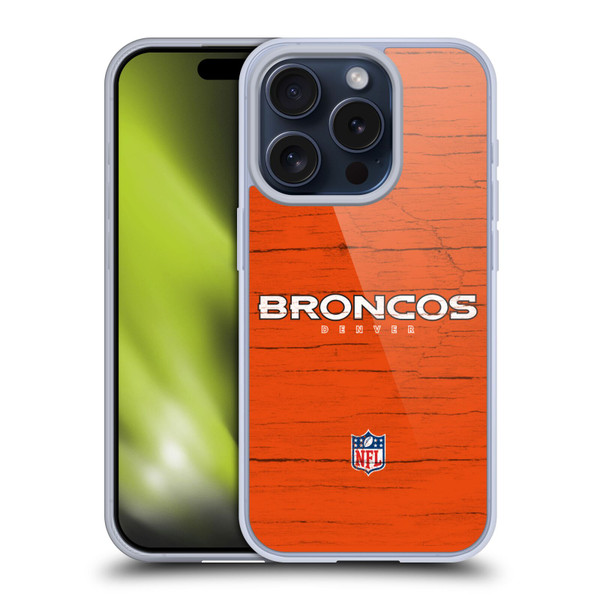 NFL Denver Broncos Logo Distressed Look Soft Gel Case for Apple iPhone 15 Pro