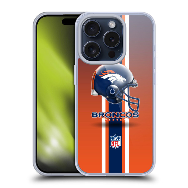NFL Denver Broncos Logo Helmet Soft Gel Case for Apple iPhone 15 Pro