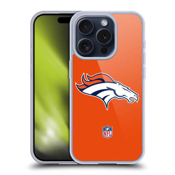 NFL Denver Broncos Logo Plain Soft Gel Case for Apple iPhone 15 Pro