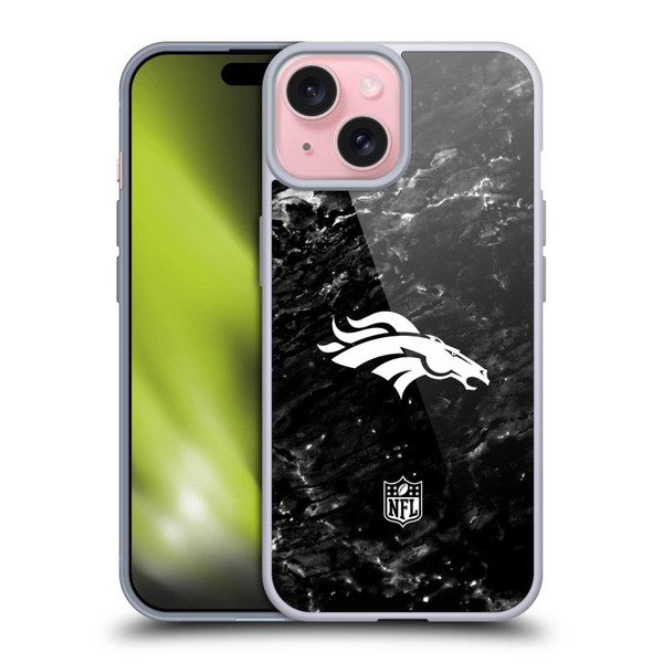 NFL Denver Broncos Artwork Marble Soft Gel Case for Apple iPhone 15
