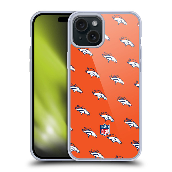 NFL Denver Broncos Artwork Patterns Soft Gel Case for Apple iPhone 15 Plus