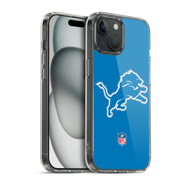 NFL Detroit Lions Logo Plain Soft Gel Case for Apple iPhone 15 & MagSafe