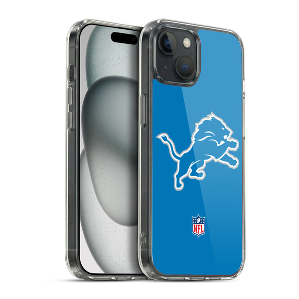 NFL Detroit Lions Logo Plain Soft Gel Case for Apple iPhone 15 Plus & MagSafe