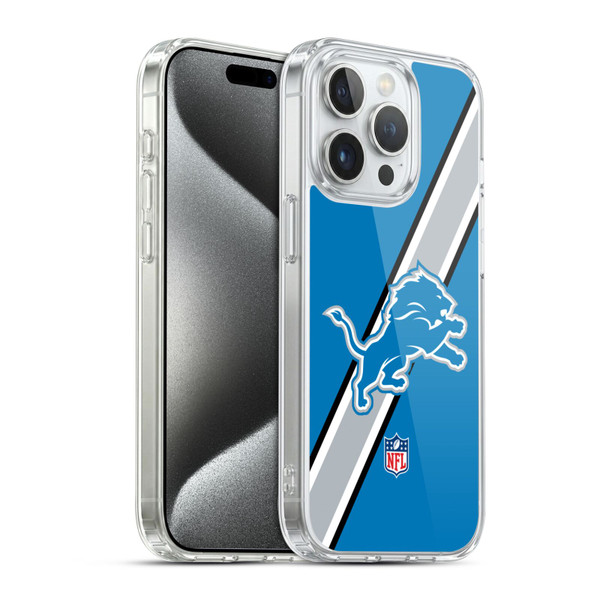 NFL Detroit Lions Logo Stripes Soft Gel Case for Apple iPhone 15 Pro & MagSafe