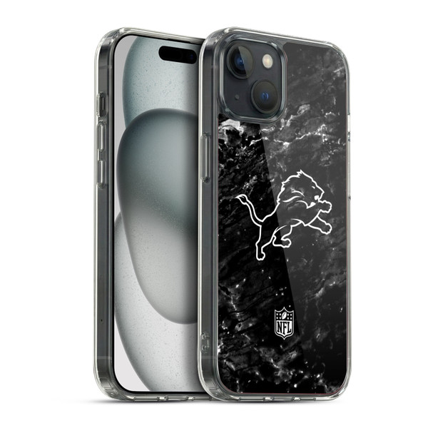 NFL Detroit Lions Artwork Marble Soft Gel Case for Apple iPhone 15 Plus & MagSafe