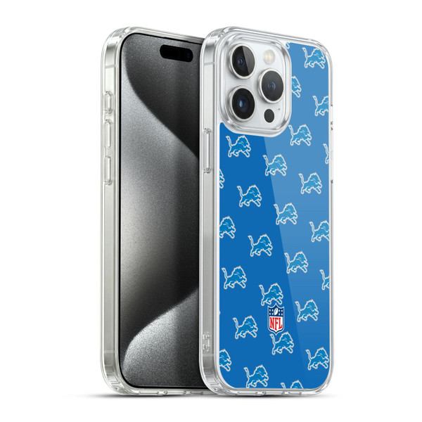 NFL Detroit Lions Artwork Patterns Soft Gel Case for Apple iPhone 15 Pro Max & MagSafe
