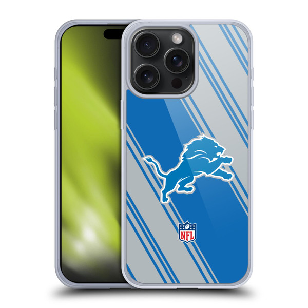 NFL Detroit Lions Artwork Stripes Soft Gel Case for Apple iPhone 15 Pro Max