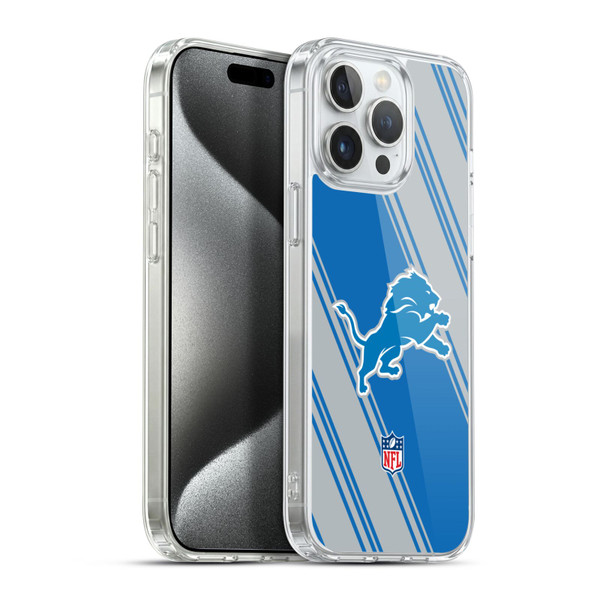 NFL Detroit Lions Artwork Stripes Soft Gel Case for Apple iPhone 15 Pro Max & MagSafe