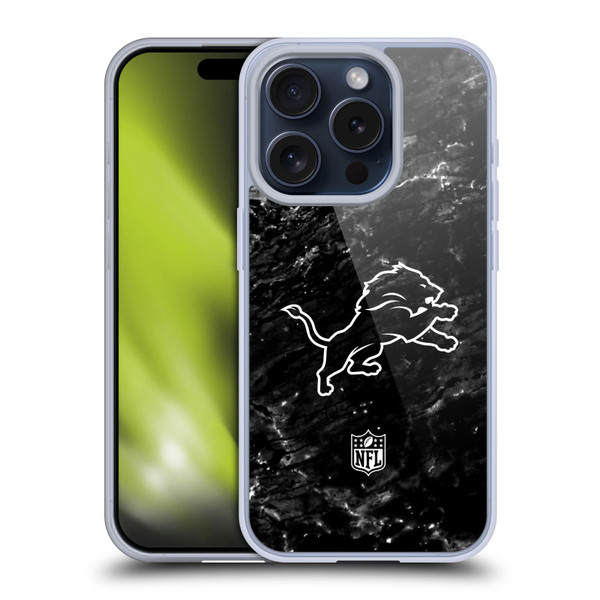 NFL Detroit Lions Artwork Marble Soft Gel Case for Apple iPhone 15 Pro