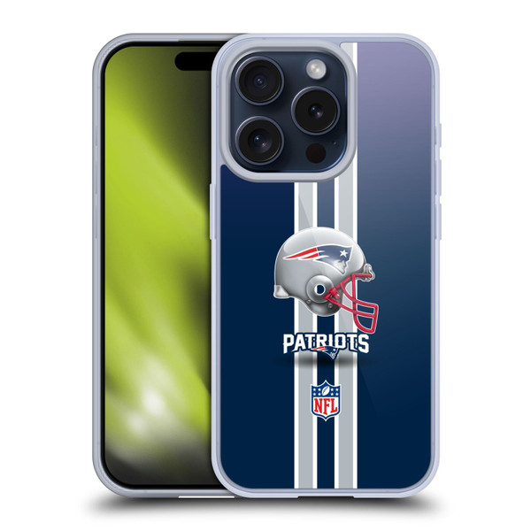 NFL New England Patriots Logo Helmet Soft Gel Case for Apple iPhone 15 Pro