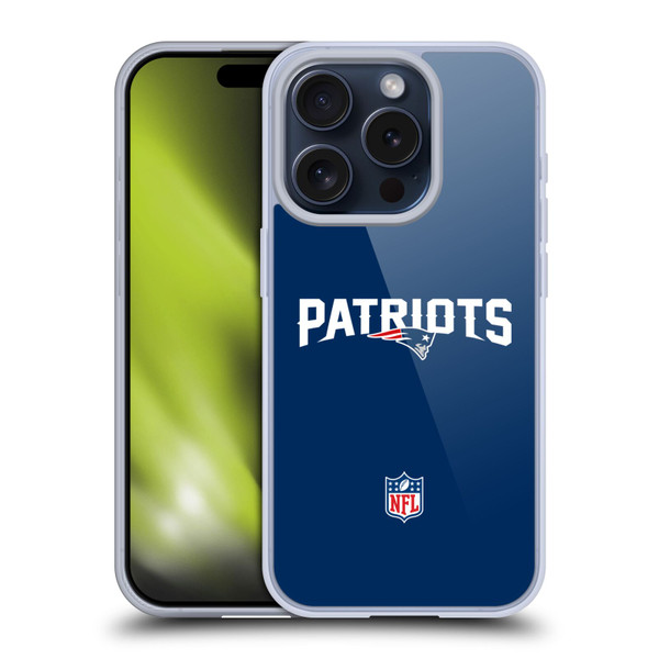 NFL New England Patriots Logo Plain Soft Gel Case for Apple iPhone 15 Pro