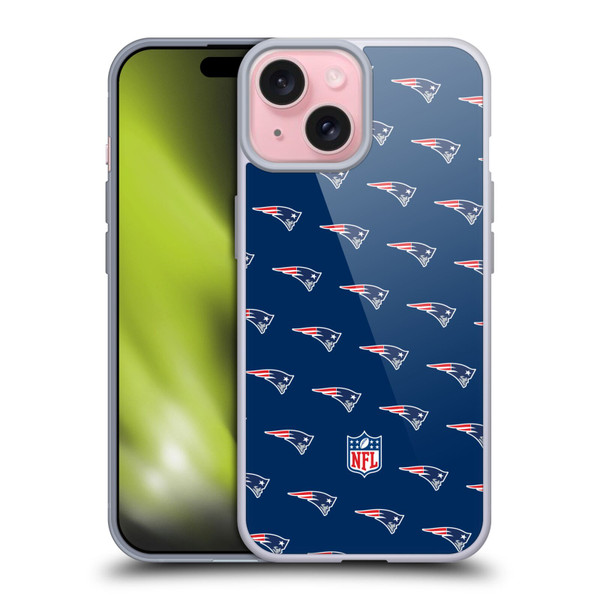NFL New England Patriots Artwork Patterns Soft Gel Case for Apple iPhone 15