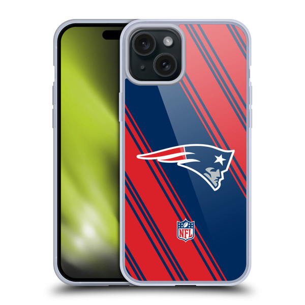 NFL New England Patriots Artwork Stripes Soft Gel Case for Apple iPhone 15 Plus