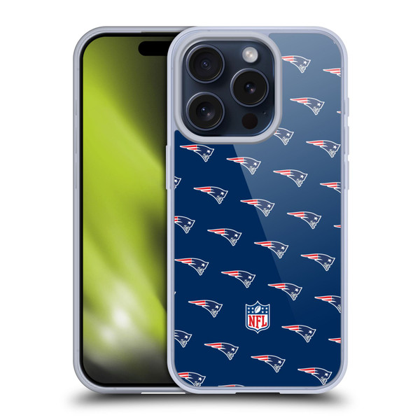 NFL New England Patriots Artwork Patterns Soft Gel Case for Apple iPhone 15 Pro