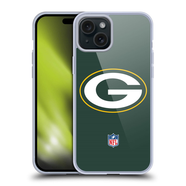 NFL Green Bay Packers Logo Plain Soft Gel Case for Apple iPhone 15 Plus & MagSafe