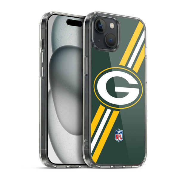 NFL Green Bay Packers Logo Stripes Soft Gel Case for Apple iPhone 15 Plus & MagSafe