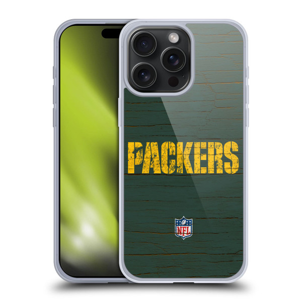 NFL Green Bay Packers Logo Distressed Look Soft Gel Case for Apple iPhone 15 Pro Max