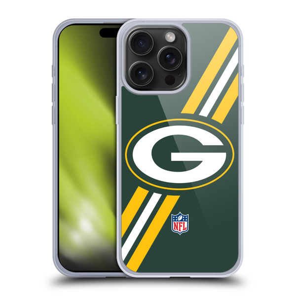 NFL Green Bay Packers Logo Stripes Soft Gel Case for Apple iPhone 15 Pro Max