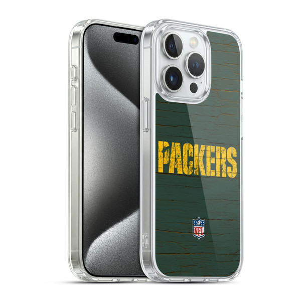 NFL Green Bay Packers Logo Distressed Look Soft Gel Case for Apple iPhone 15 Pro & MagSafe
