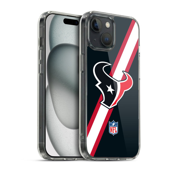 NFL Houston Texans Logo Stripes Soft Gel Case for Apple iPhone 15 & MagSafe