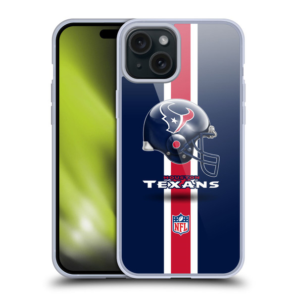 NFL Houston Texans Logo Helmet Soft Gel Case for Apple iPhone 15 Plus